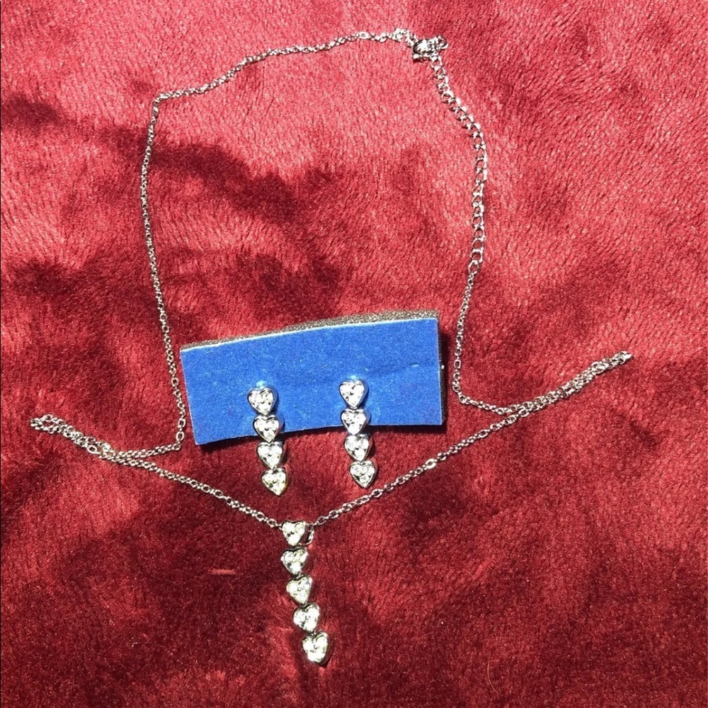 Heart pendent  jewelry, necklace and matching ear rings
